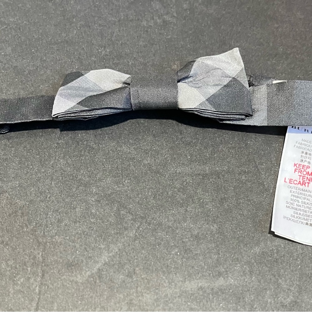 Burberry Black and Gray Checkered Bow Tie